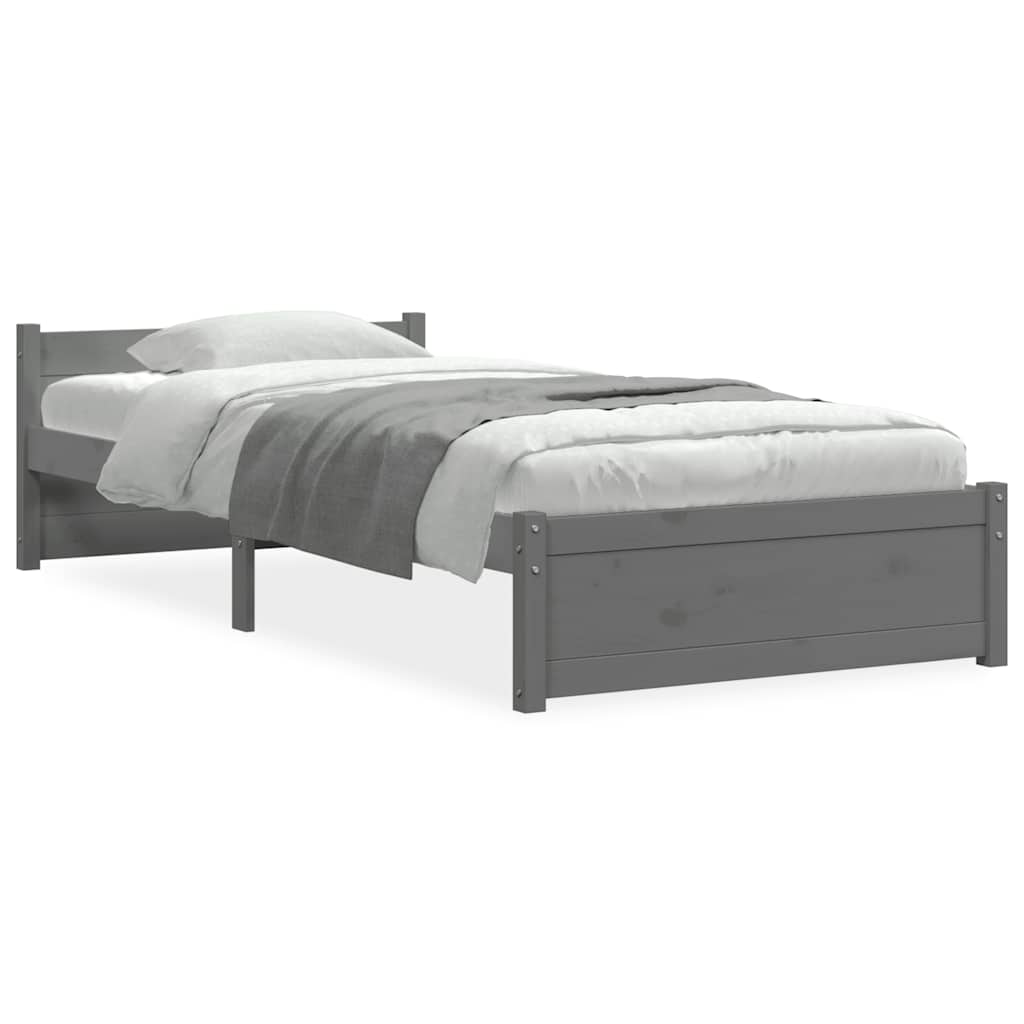 Estrutura cama pequena solteiro 75x190 cm madeira maciça cinza