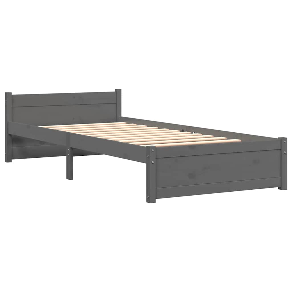 Estrutura cama pequena solteiro 75x190 cm madeira maciça cinza