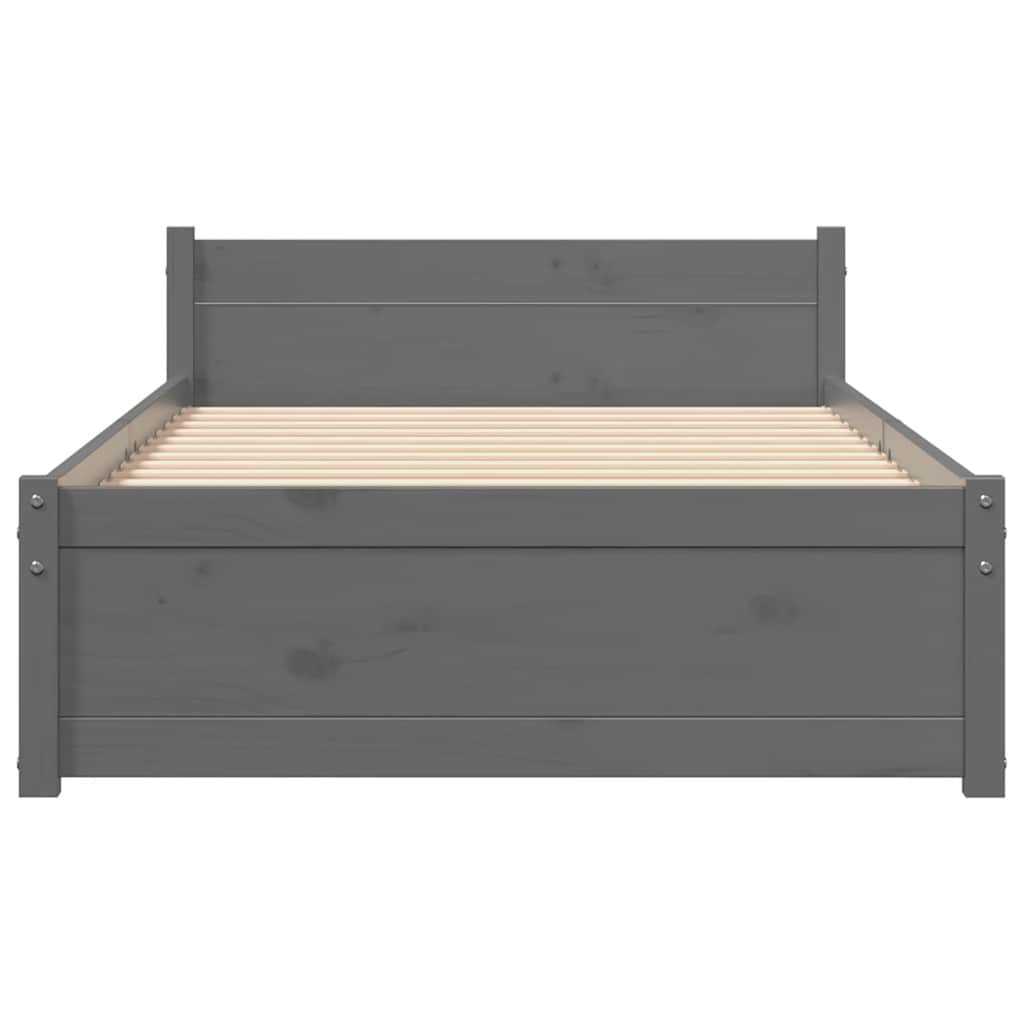 Estrutura cama pequena solteiro 75x190 cm madeira maciça cinza