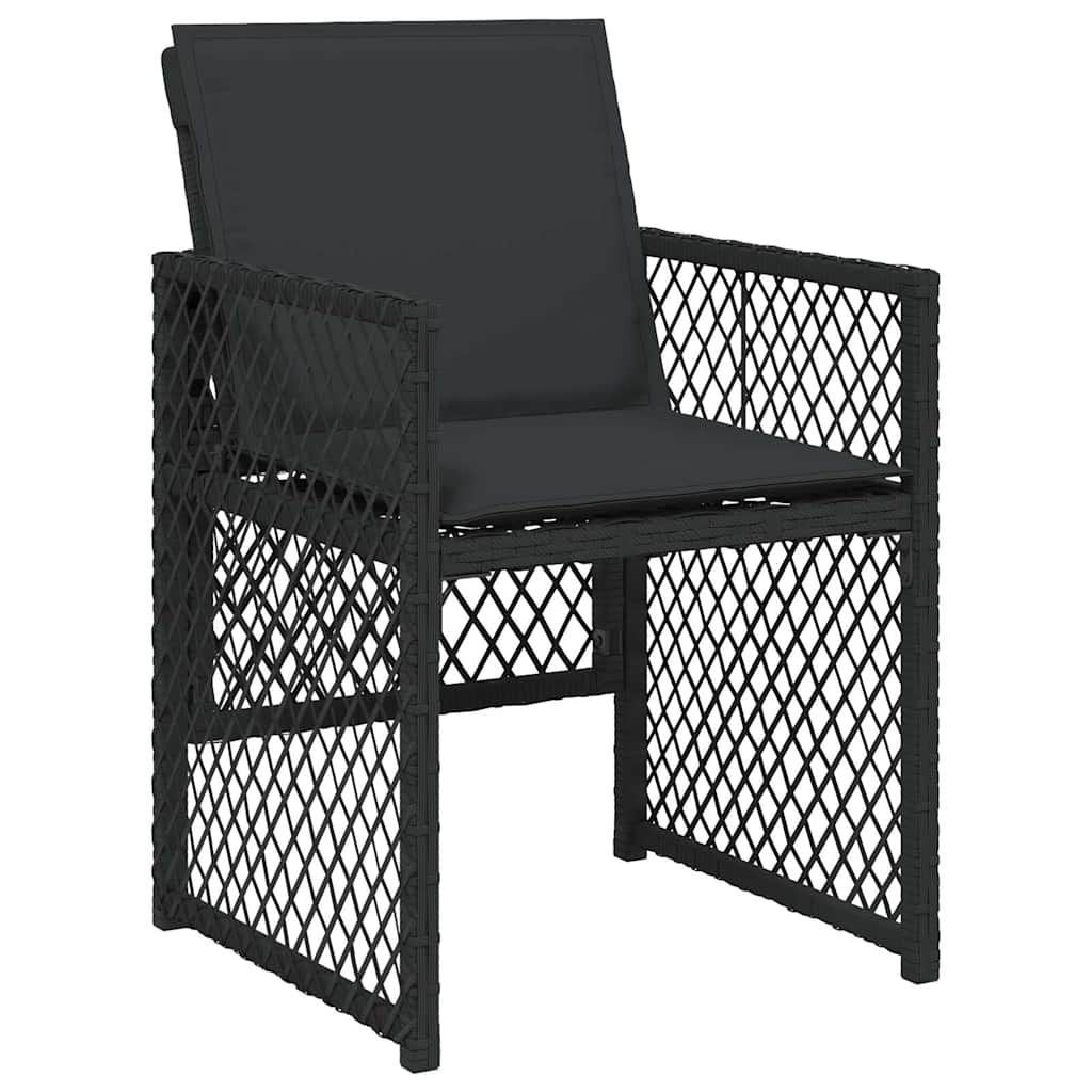 17 Pcs conjunto de jantar p/ jardim c/ almofadões vime PE preto