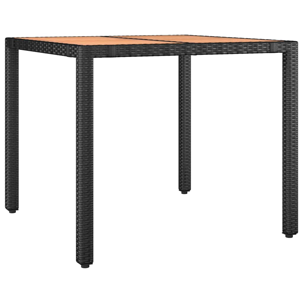 3 Pcs conjunto bistrô de jardim c/ almofadões vime PE preto