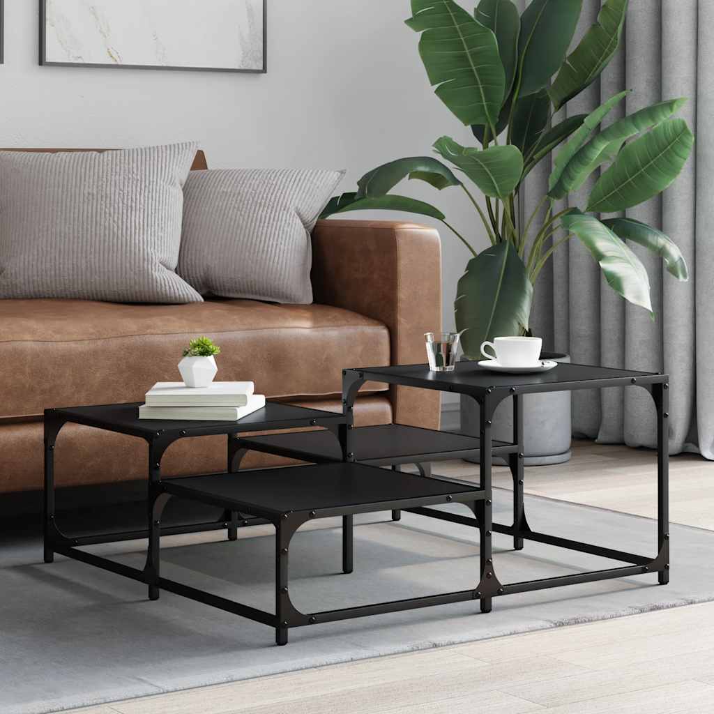 Mesa de centro 87,5x87,5x40 cm derivados de madeira preto