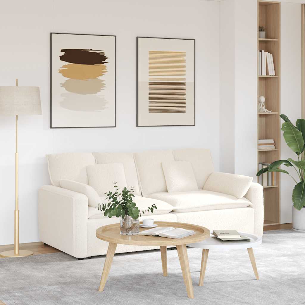 Sofá modular com almofadas creme