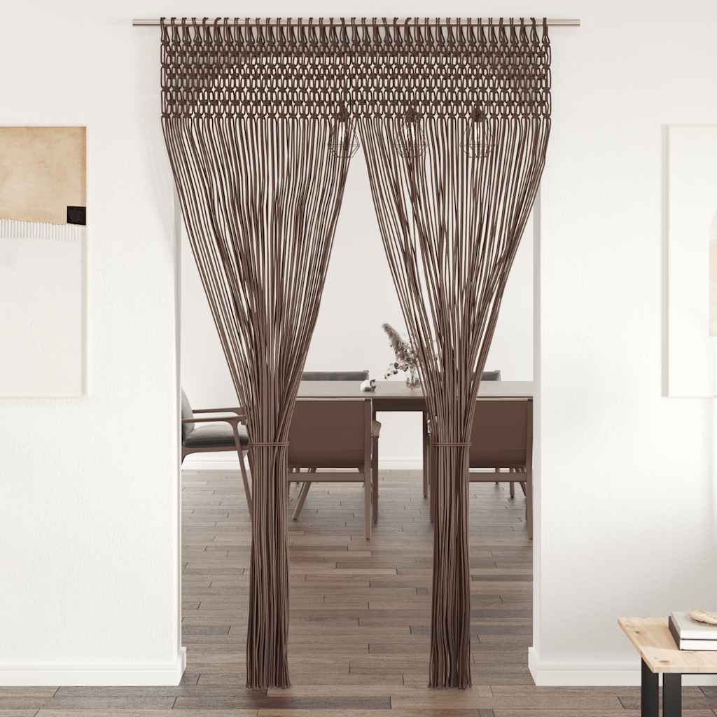 Cortina em macramé 140x240 cm algodão cinzento-acastanhado