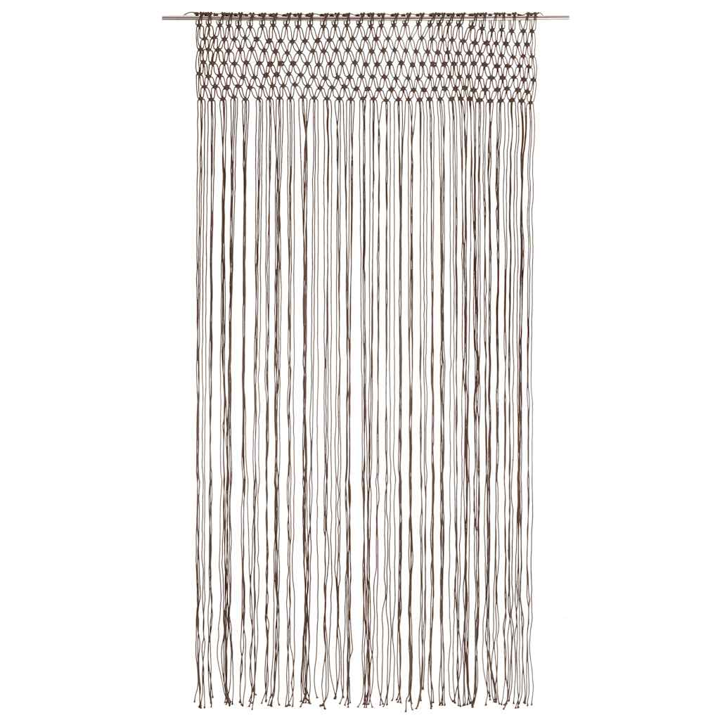 Cortina em macramé 140x240 cm algodão cinzento-acastanhado