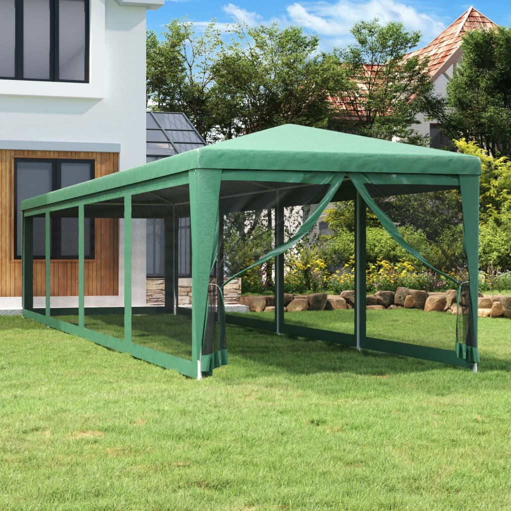 Tenda p/ festas c/10 paredes laterais em rede 3x12 m pead verde