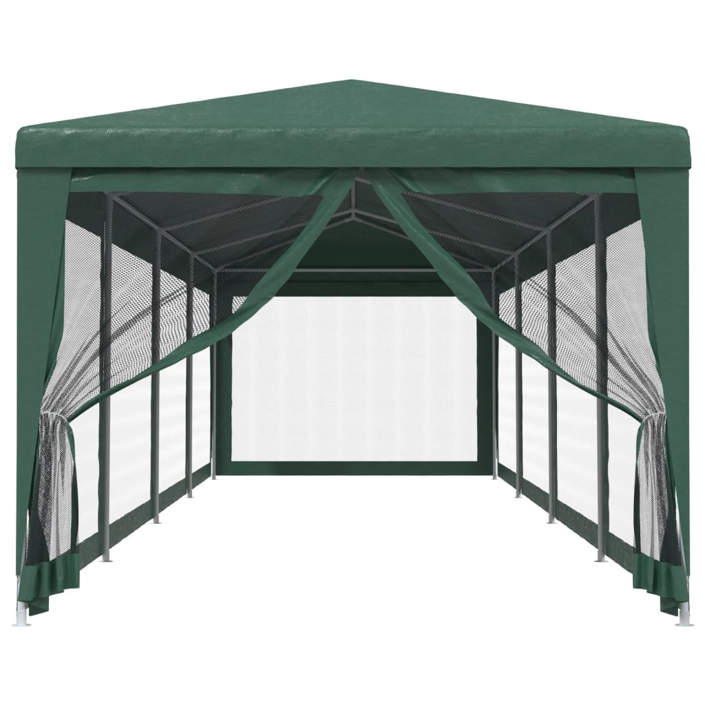 Tenda p/ festas c/10 paredes laterais em rede 3x12 m pead verde