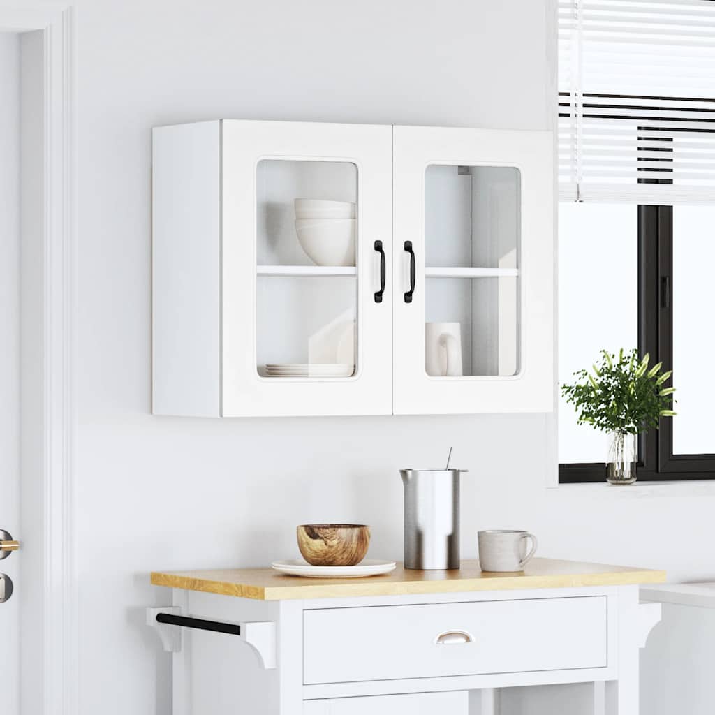 Armário de parede de cozinha porta vidro kalmar branca