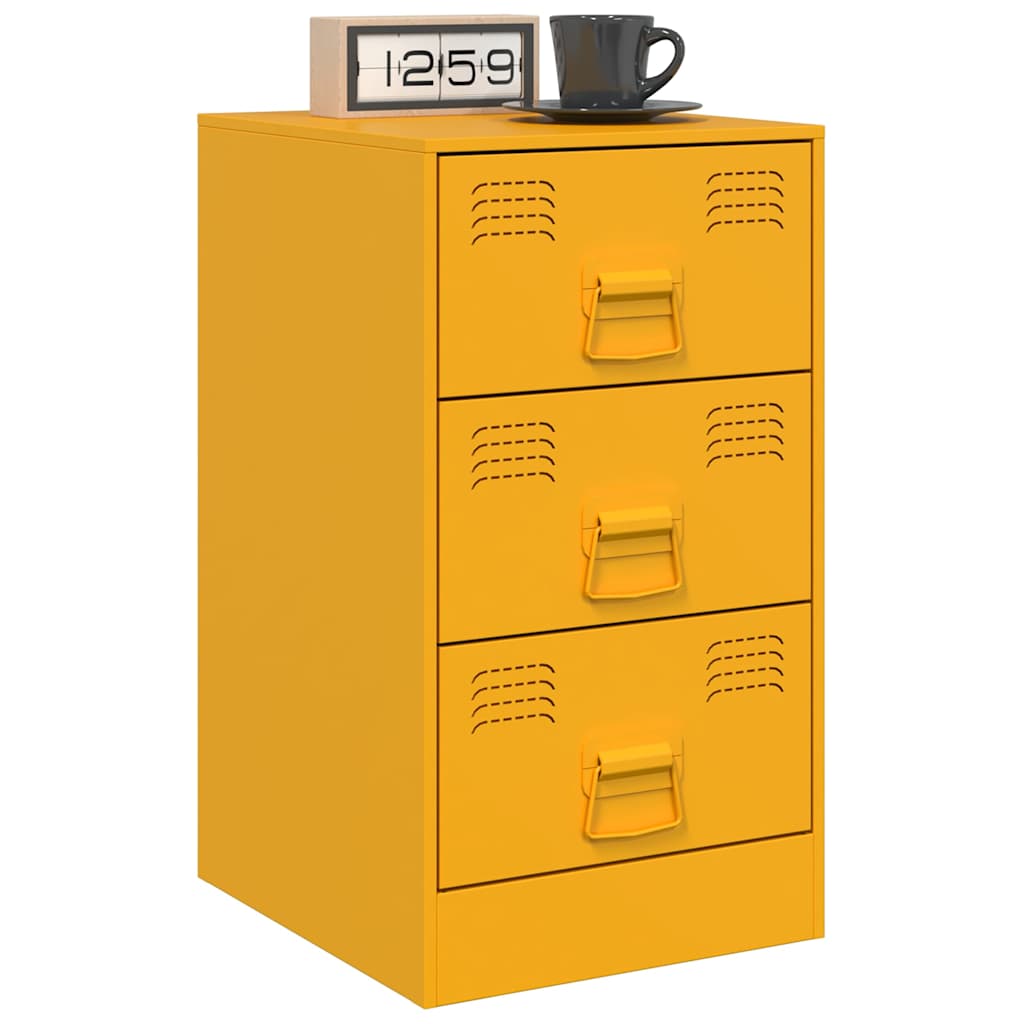 Mesas de cabeceira 2 pcs 34,5x39x62 cm aço amarelo mostarda