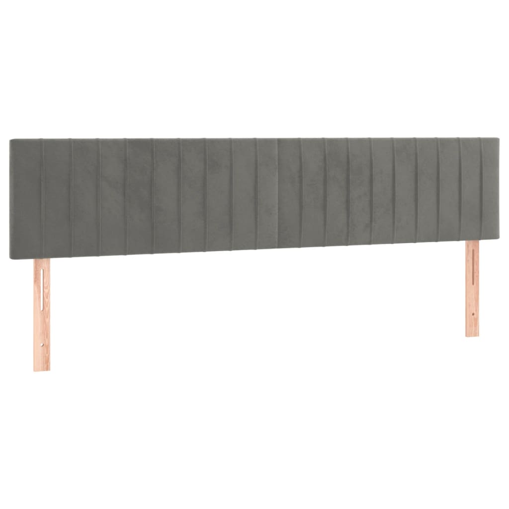 Cabeceira de cama c/luzes LED veludo 180x5x78/88 cm cinza-claro