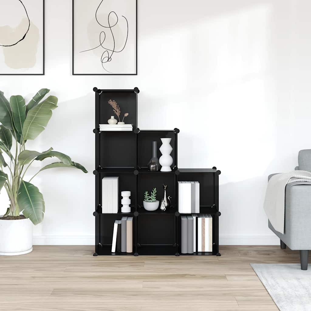 Organizador de arrumação com 9 cubos PP preto