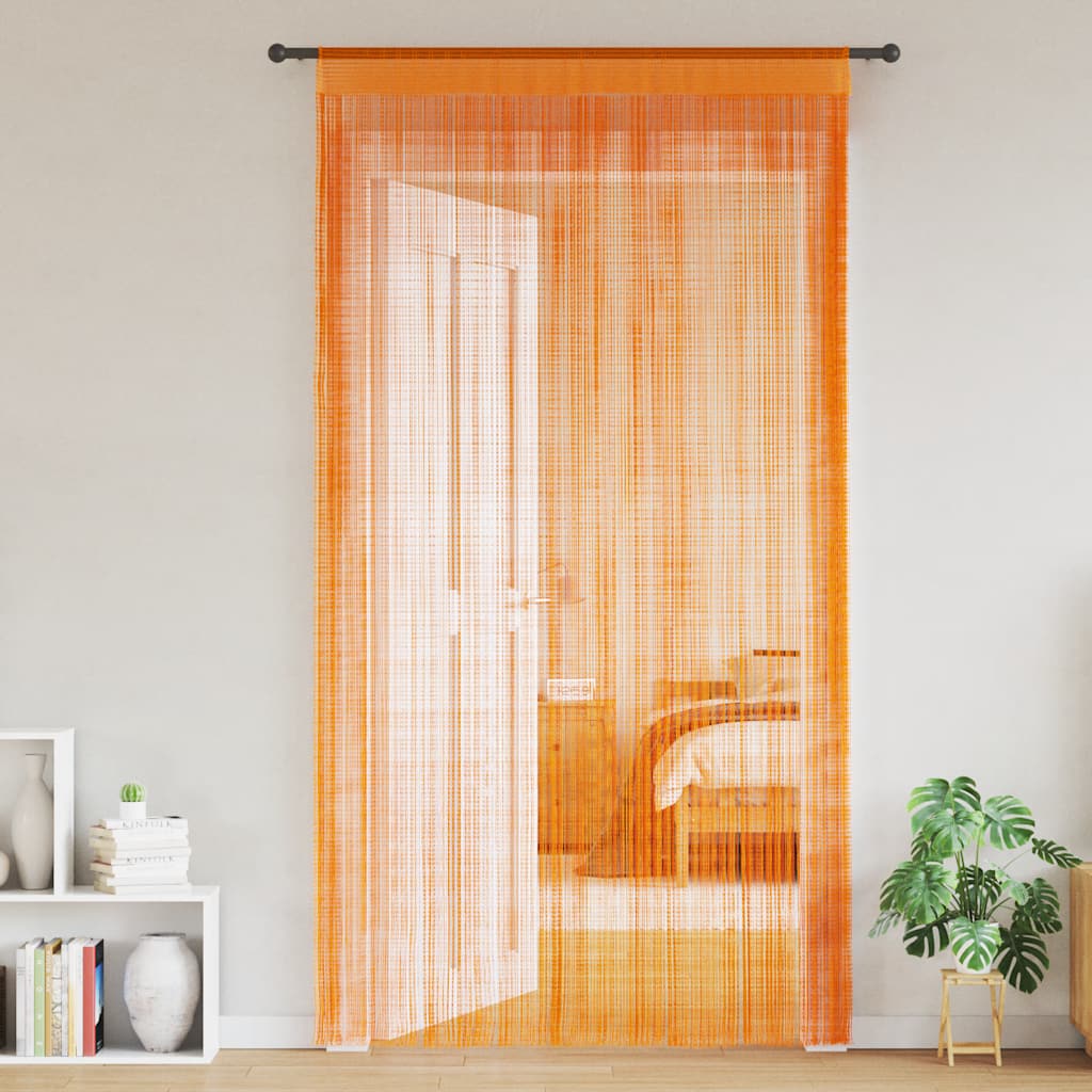 Cortinas de fios 2 pcs 140x250 cm laranja