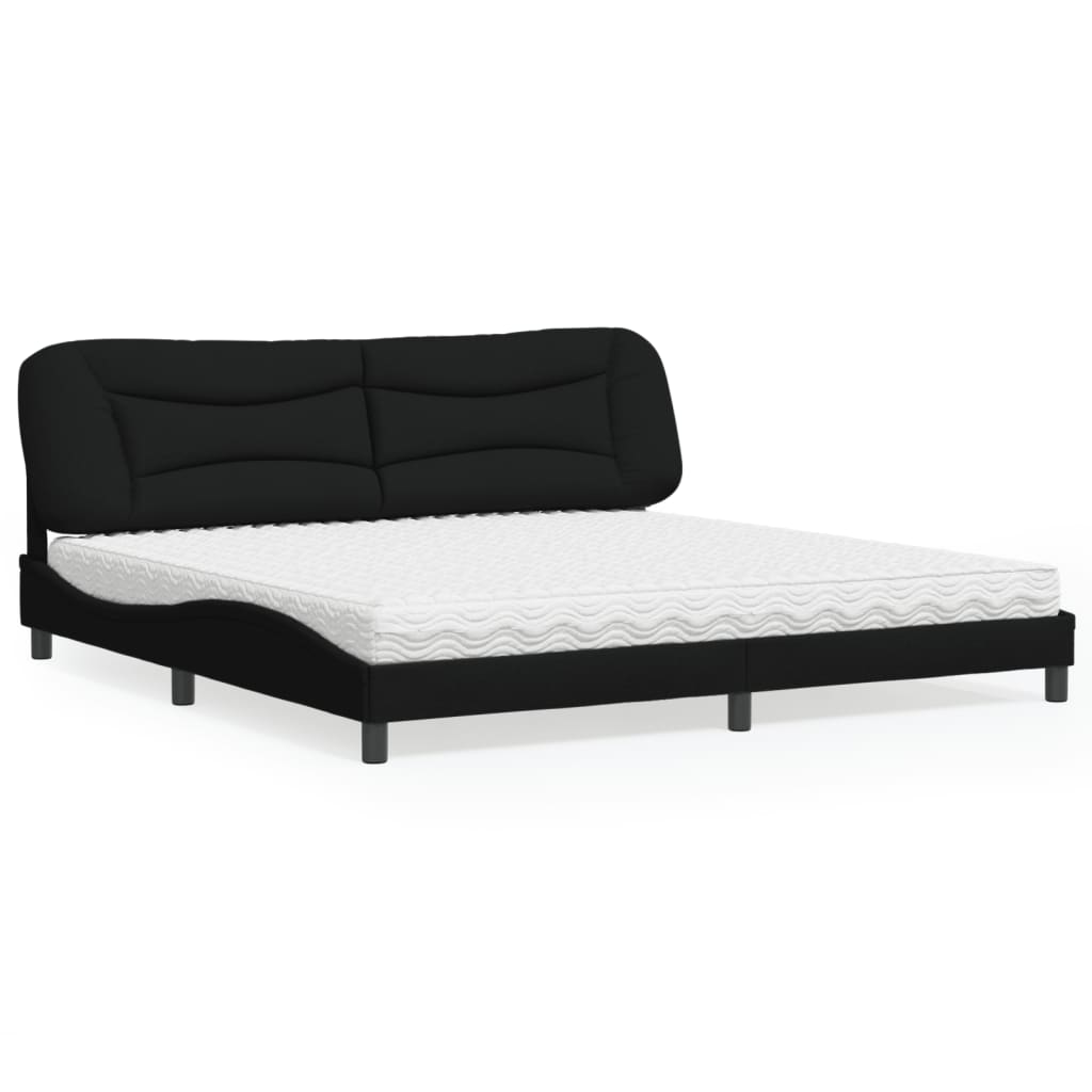 Cama com colchão hvar 200x200 cm tecido preto