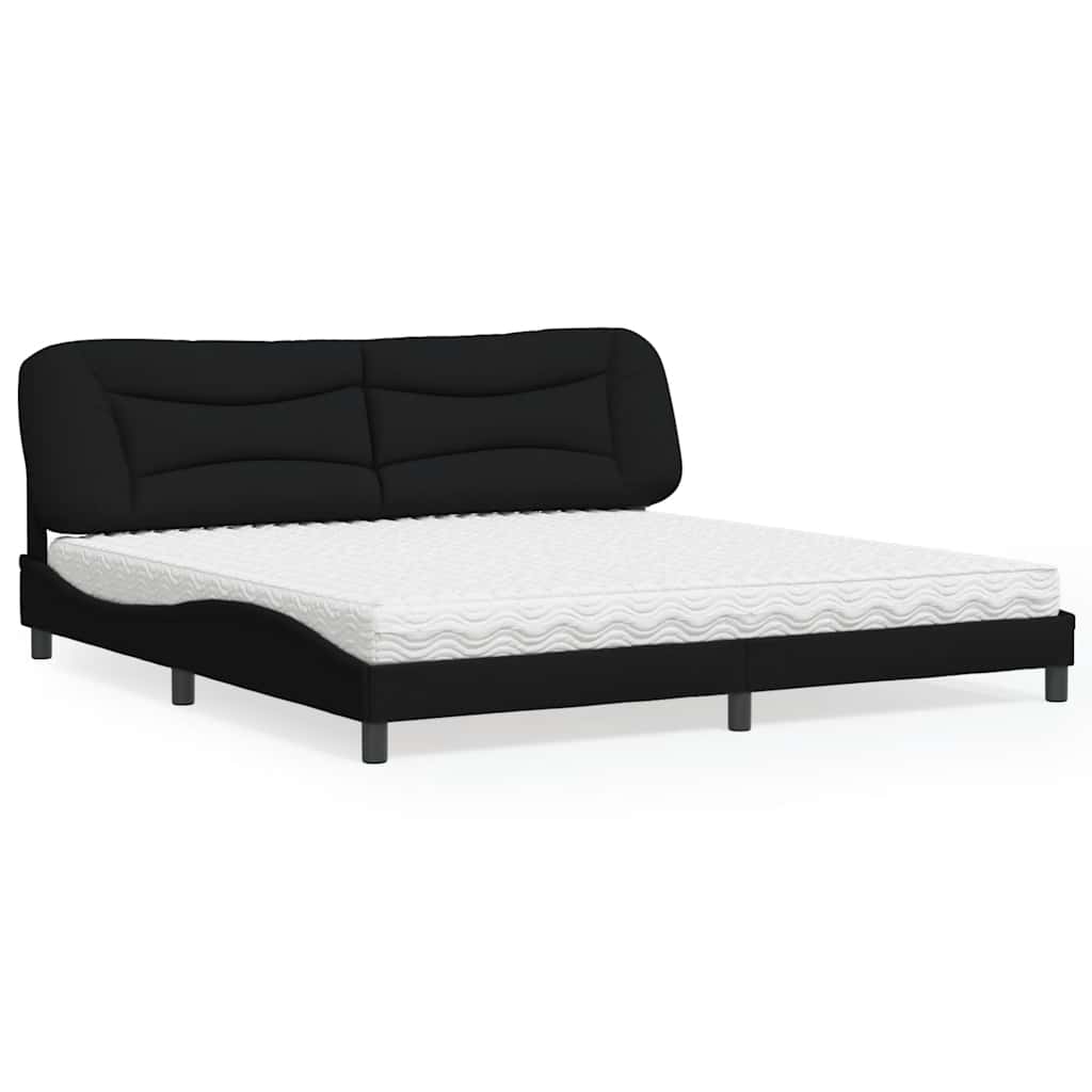 Cama com colchão hvar 200x200 cm tecido preto