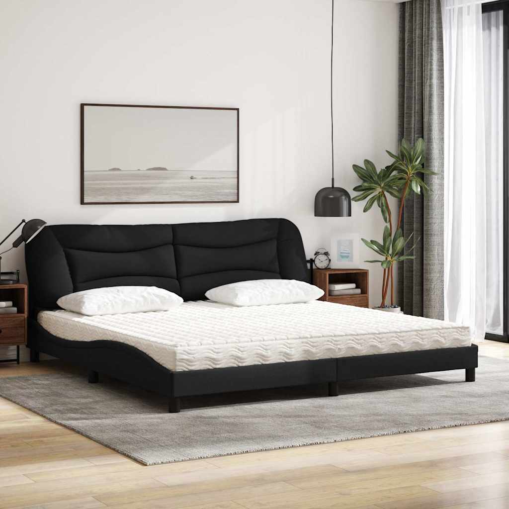 Cama com colchão hvar 200x200 cm tecido preto