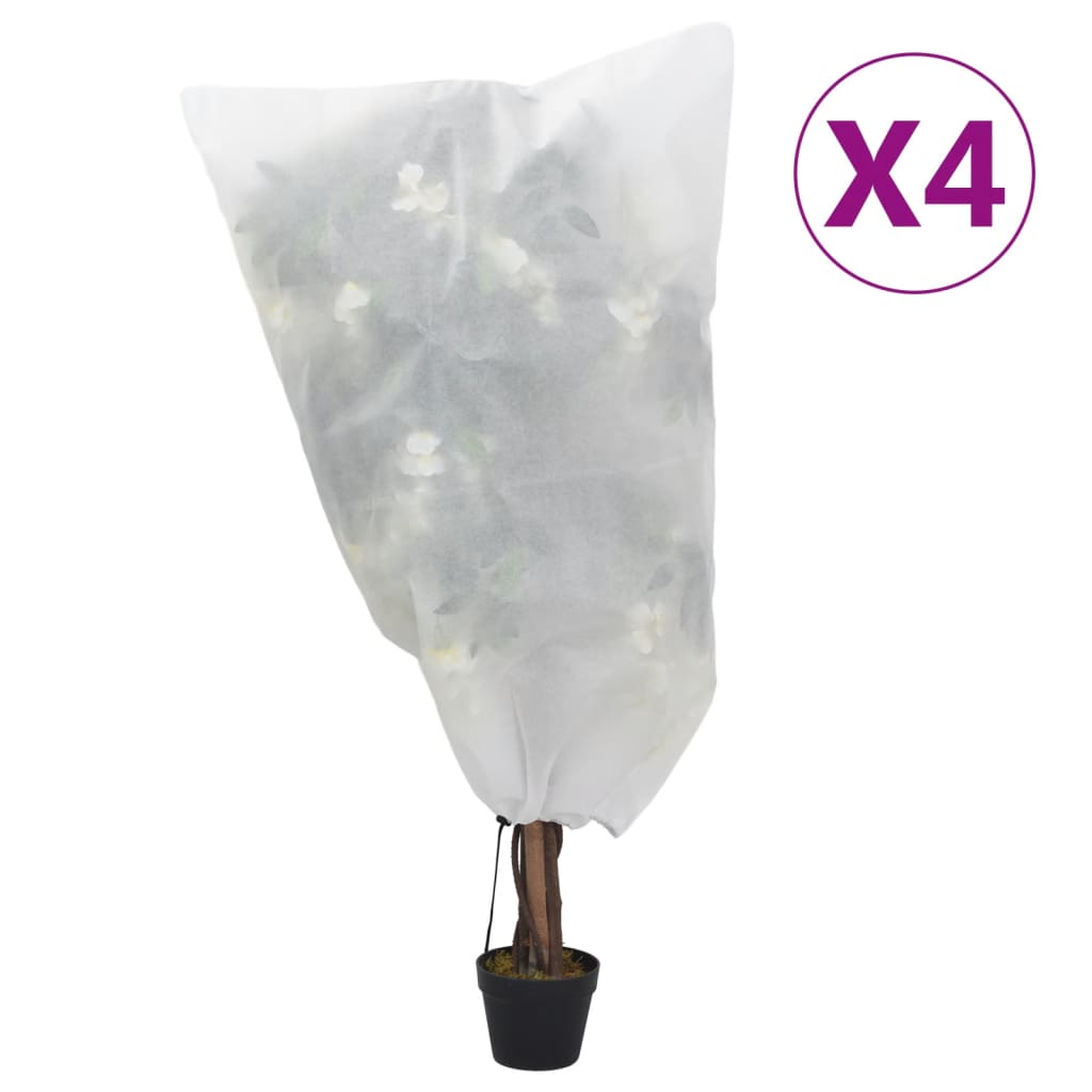 Coberturas para plantas com cordão 4 pcs 70 g/m² 0,8x0,8 m