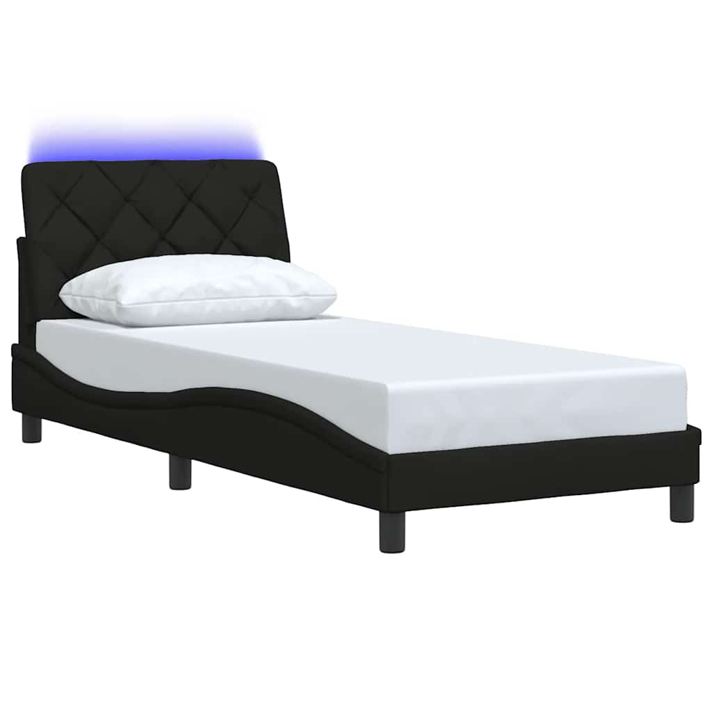 Estrutura de cama com LED sem colchão 80x200 cm tecido preto