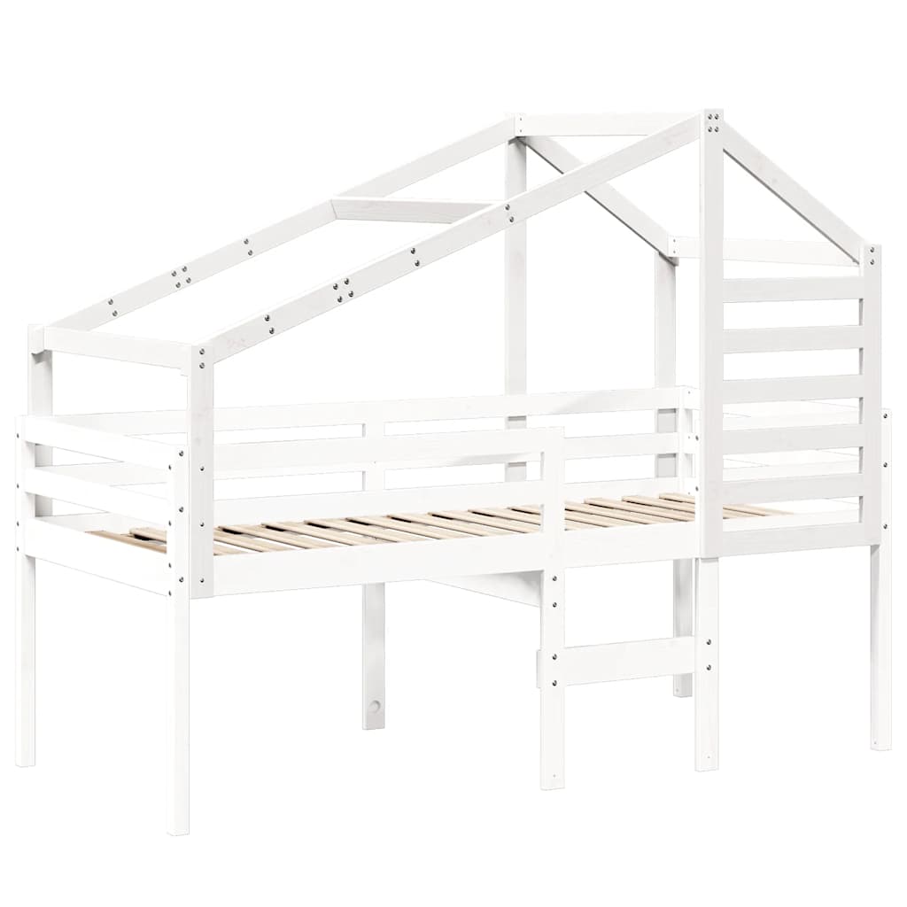Telhado de cama infantil 188x97x113 cm pinho maciço branco