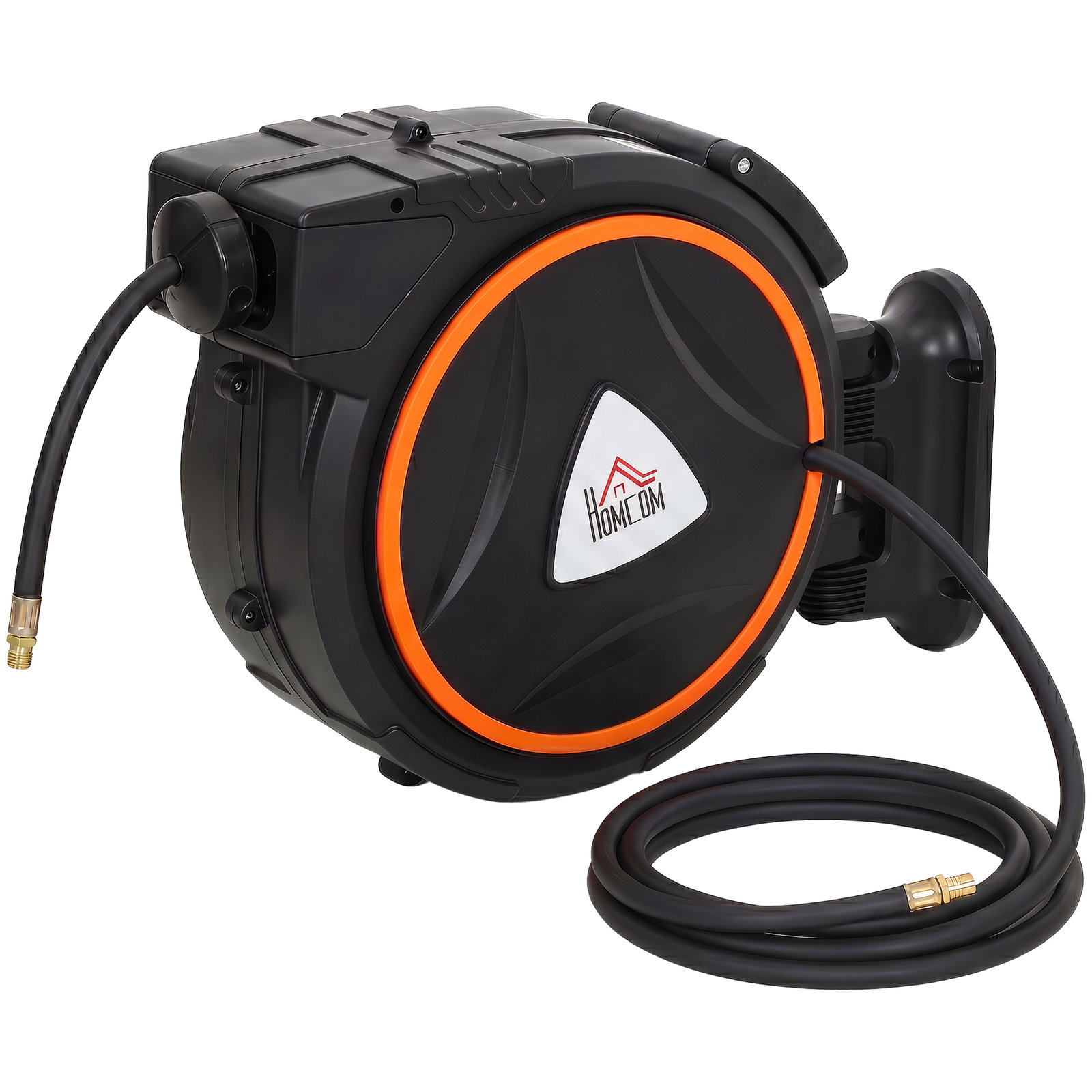 Enrolador automático de mangueira de pressão 20 m + 2 m com conector 1/4” bsp e suporte giratório 180° preto