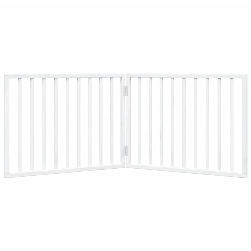 Portão para cães dobrável com 2 painéis, branco, 160 cm, madeira de álamo