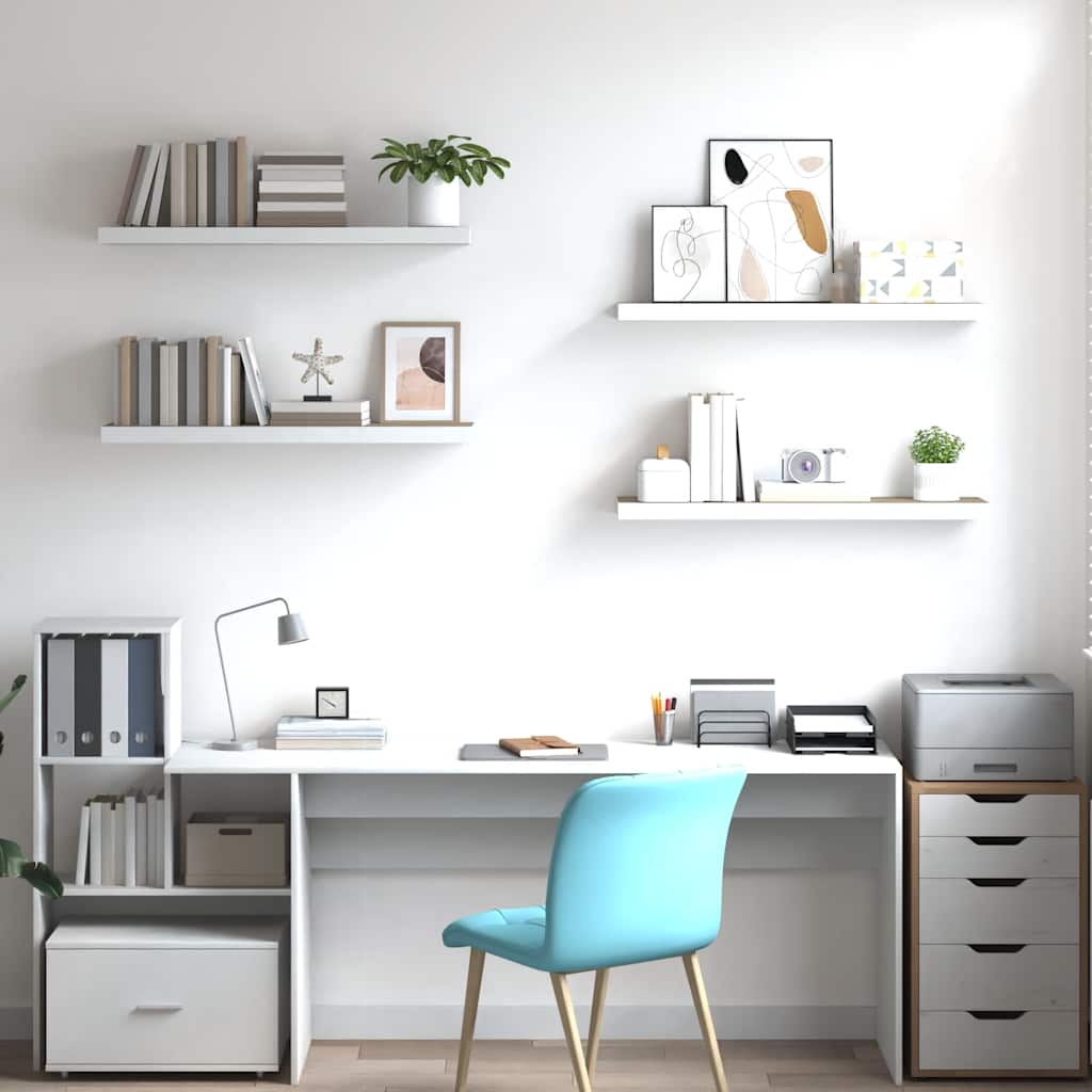 Prateleiras parede 4pcs 90x23,5x3,8 cm MDF cor carvalho/branco