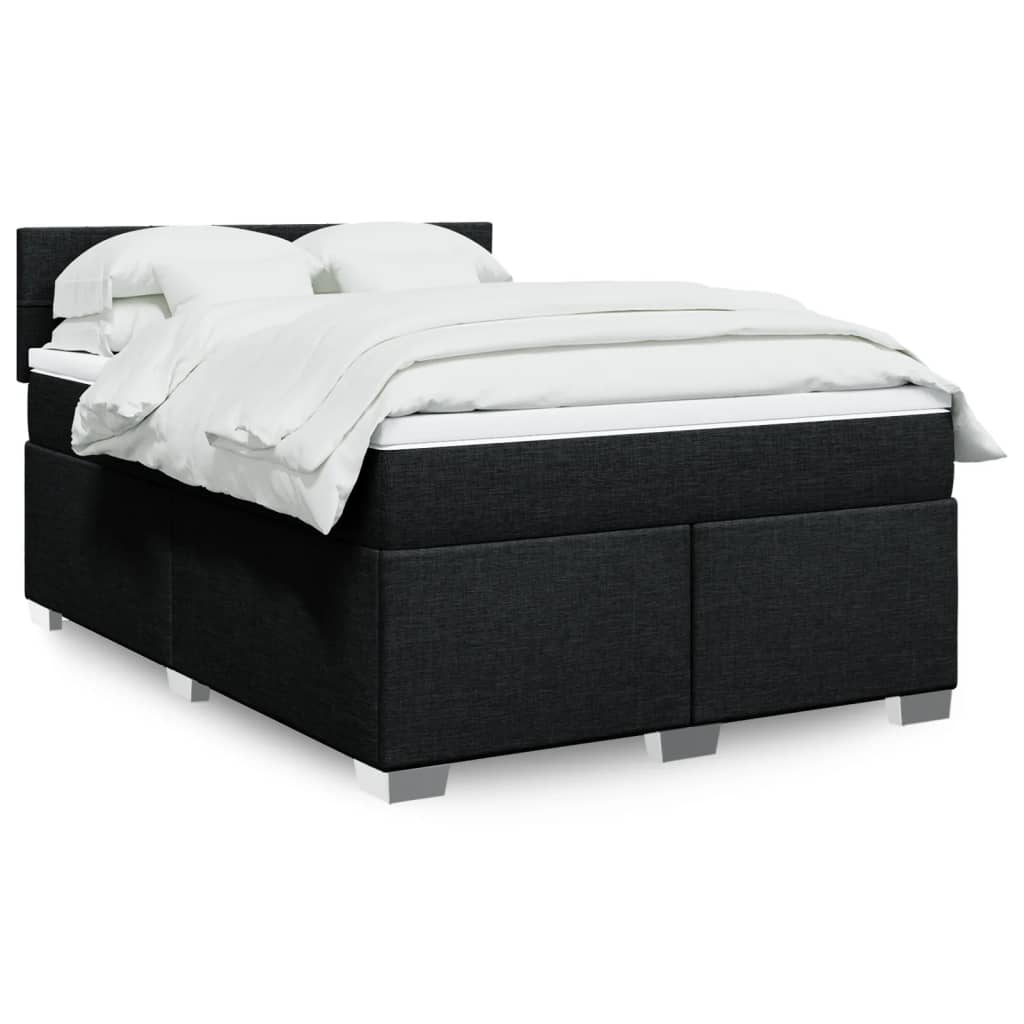 Cama com molas/colchão 140x190 cm tecido preto