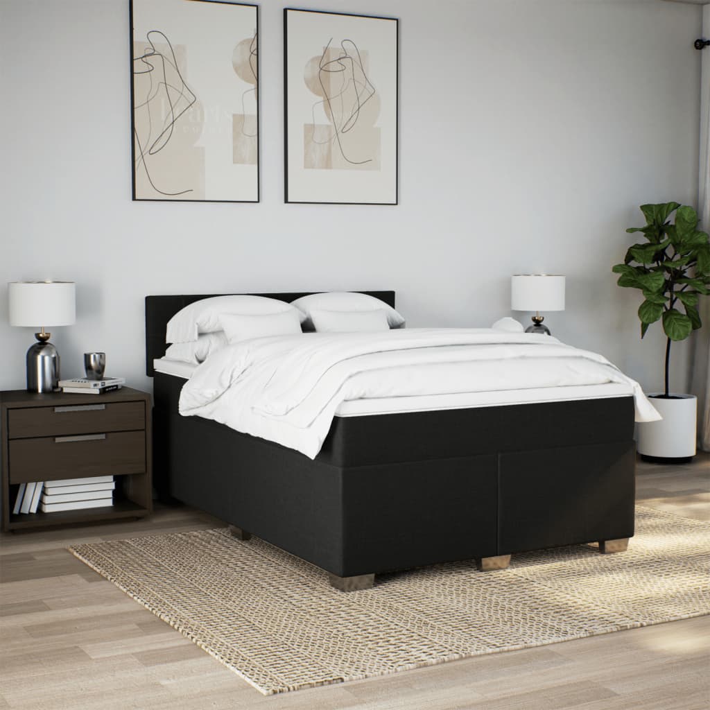 Cama com molas/colchão 140x190 cm tecido preto