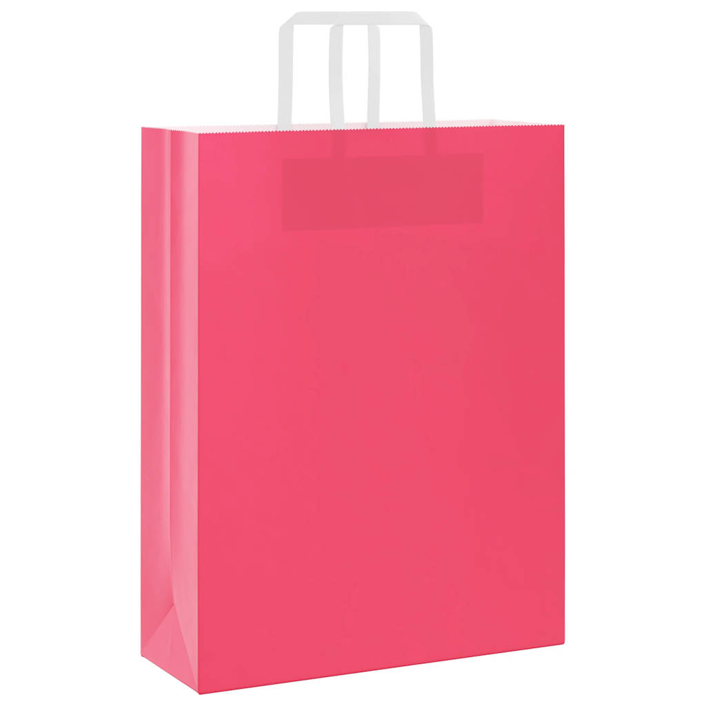 Sacos de papel 250 unid com alças rosa 32x12x42 cm