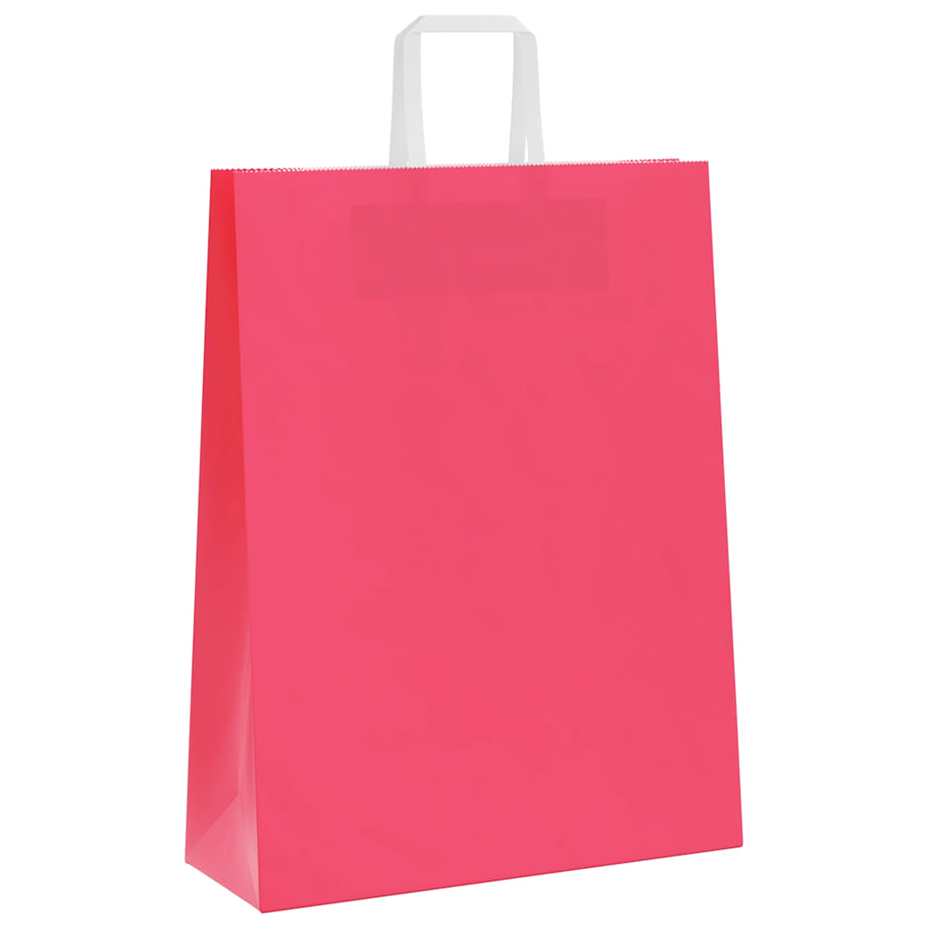 Sacos de papel 250 unid com alças rosa 32x12x42 cm