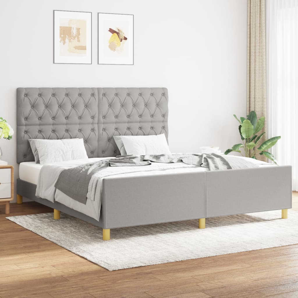 Estrutura de cama sem colchão 160x200 cm tecido cinzento-claro