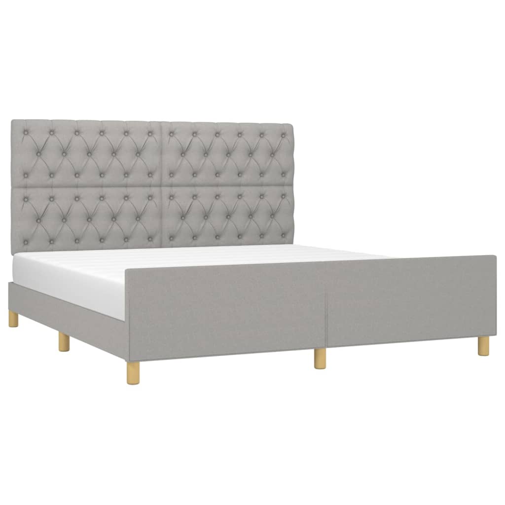 Estrutura de cama sem colchão 160x200 cm tecido cinzento-claro