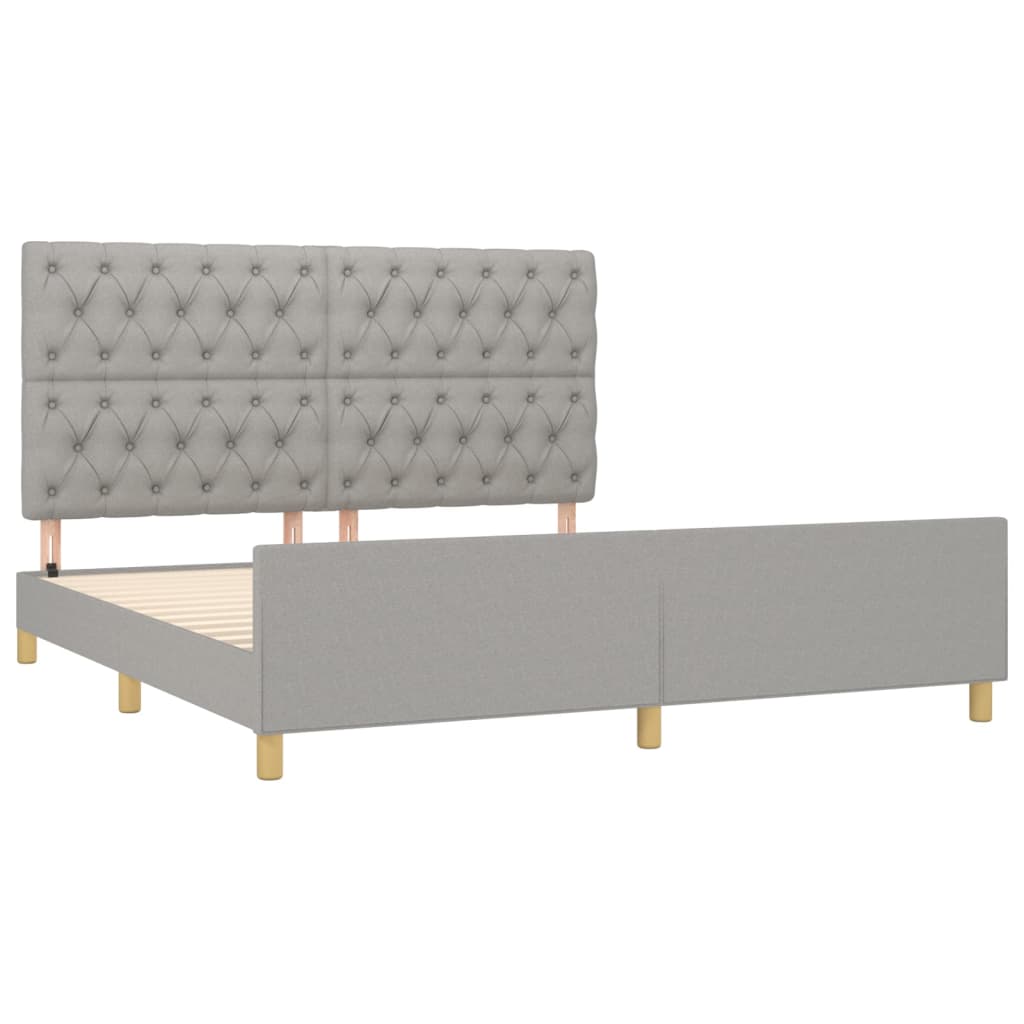 Estrutura de cama sem colchão 160x200 cm tecido cinzento-claro