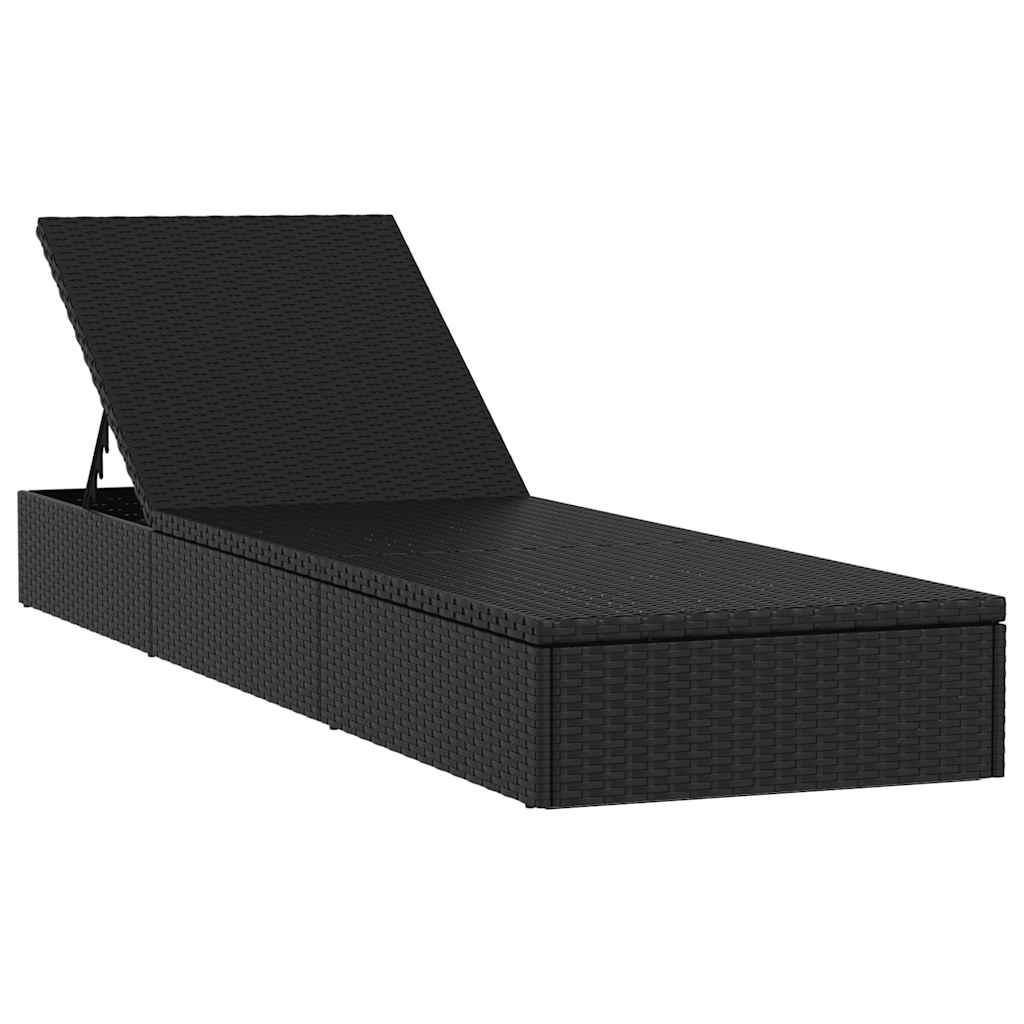 Espreguiçadeira 1 peça com mesa de vime sintético preto