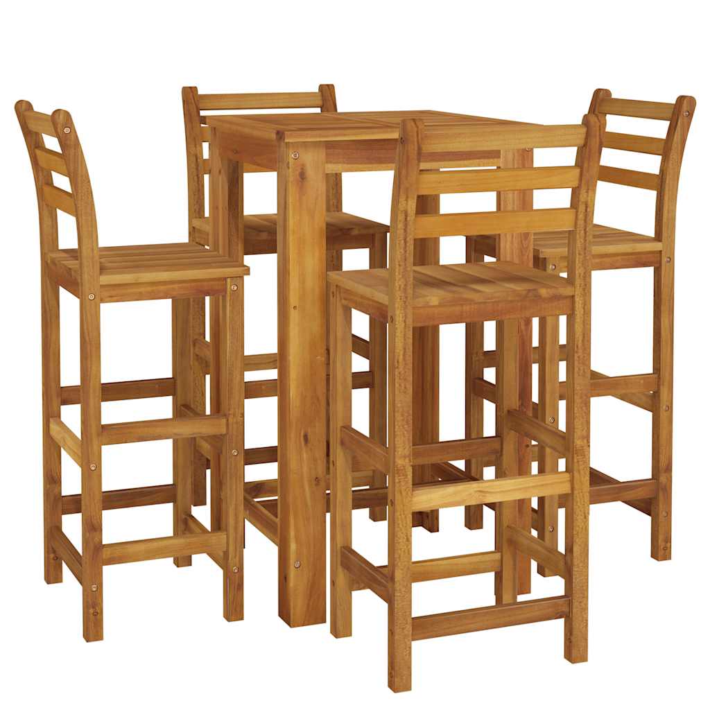 5 Pcs conjunto de bar para jardim madeira de acácia maciça