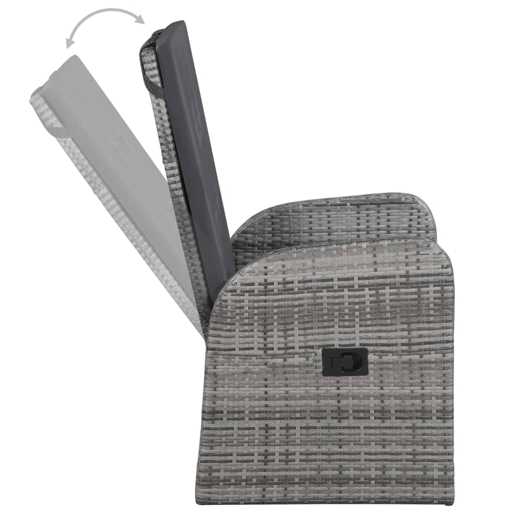 3 Pcs conjunto de jantar para jardim cinzento