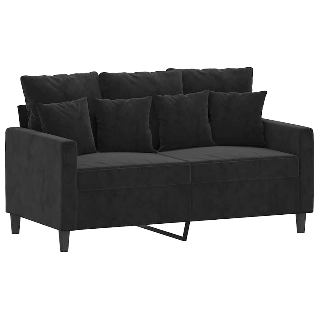 3 Pcs conjunto de sofás com almofadões veludo preto