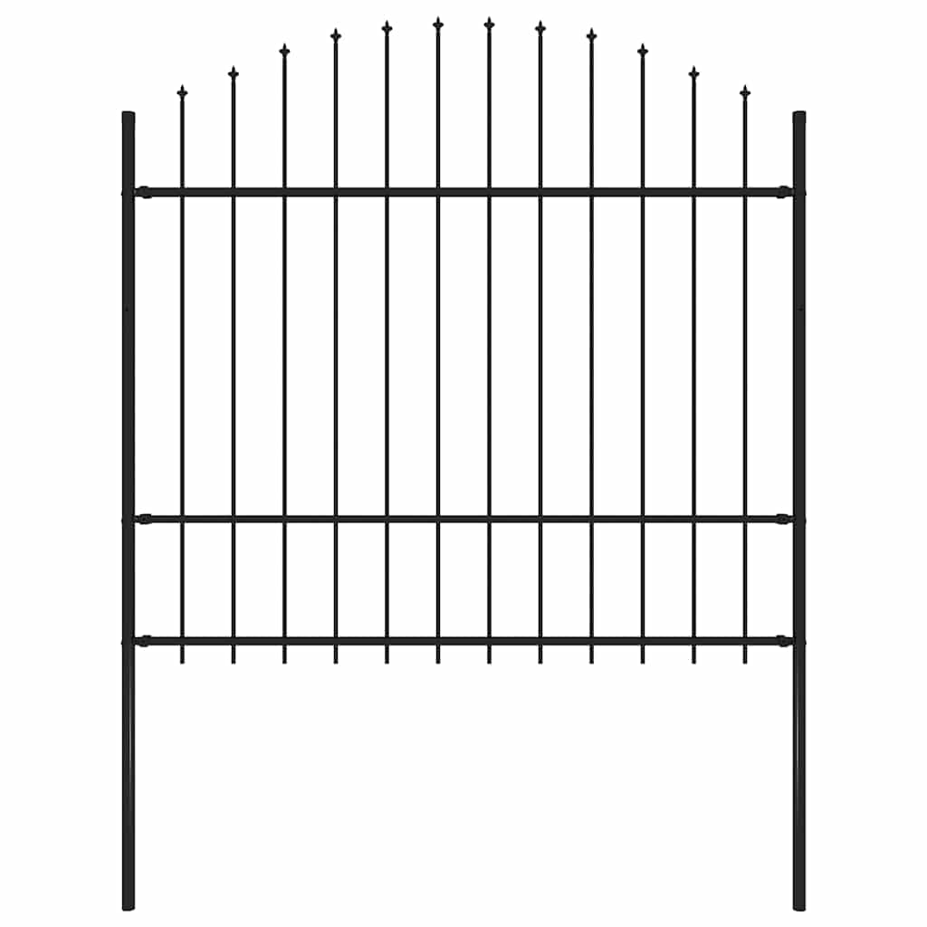 Cerca de jardim com topo em forma de lança em aço 181x175 cm, preta
