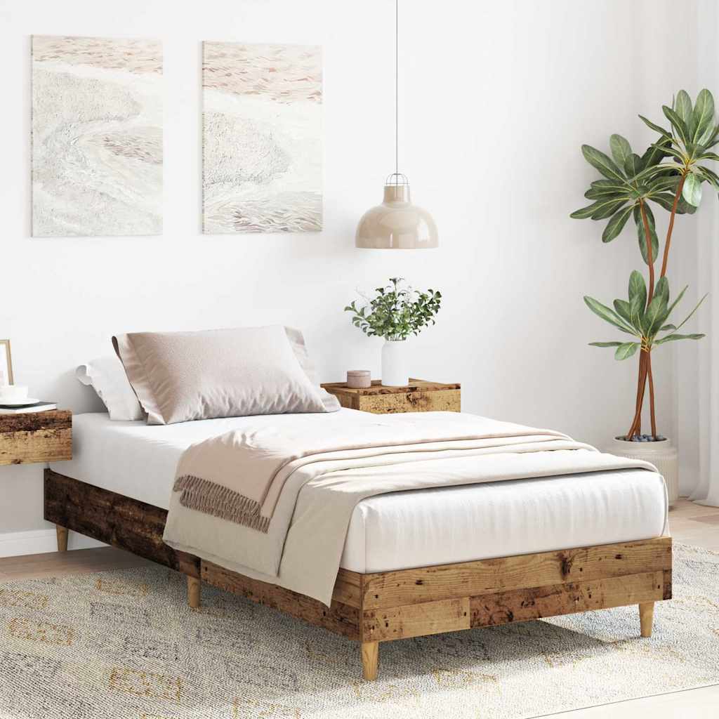 Estrutura de cama sem colchão 100x200 cm madeira velha