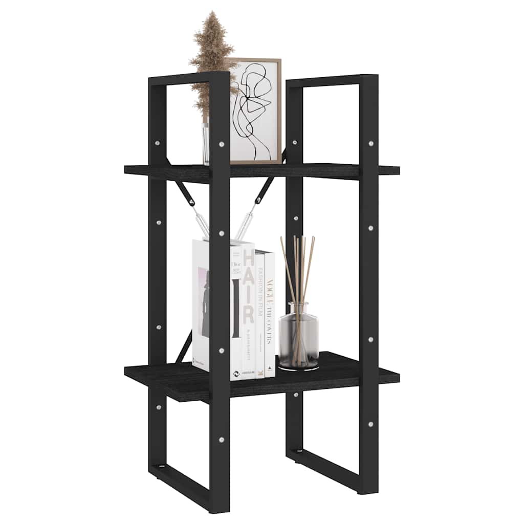 Estante com 2 prateleiras 40x30x70 cm pinho maciço preto
