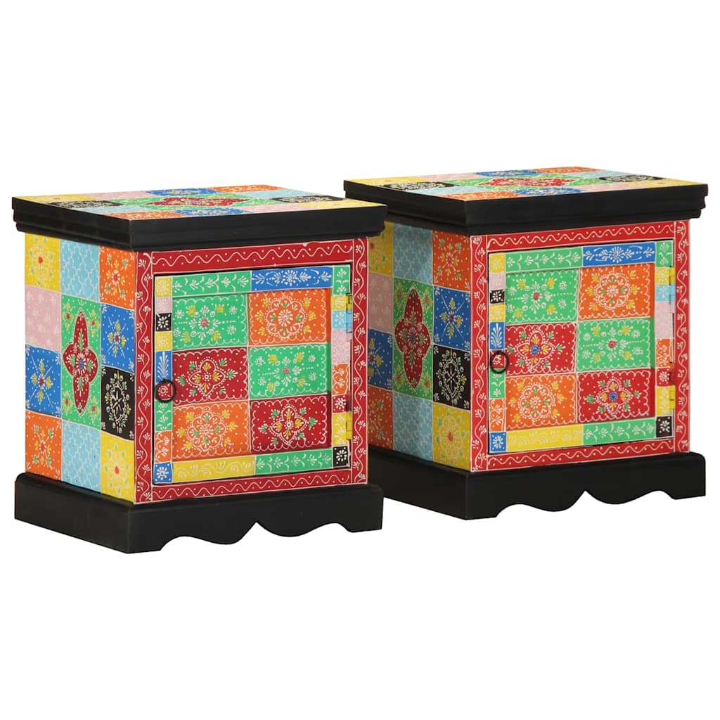 Mesa de cabeceira 2 pcs multicor madeira de mangueira maciça
