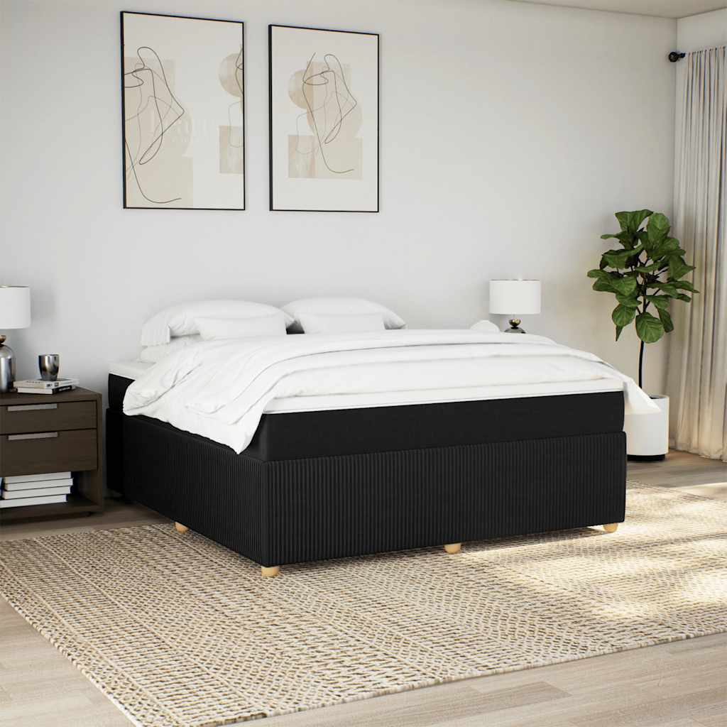 Cama com molas/colchão 180x200 cm tecido preto