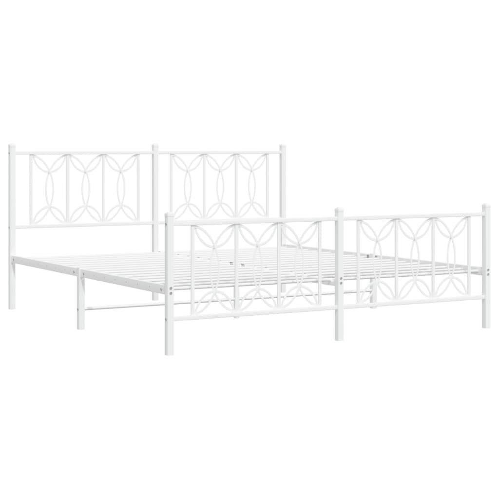 Estrutura de cama com cabeceira e pés 183x213 cm metal branco