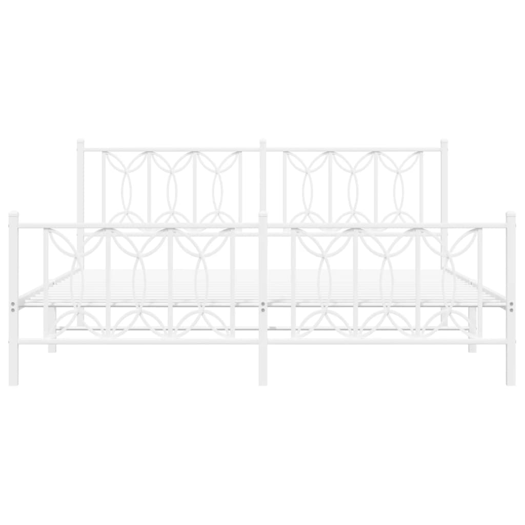 Estrutura de cama com cabeceira e pés 183x213 cm metal branco