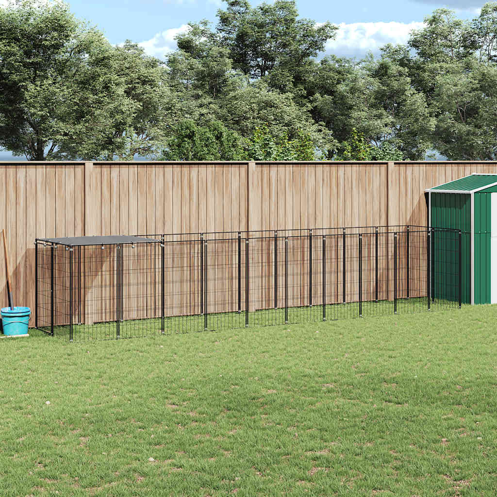 Canil para cães 6,05 m² aço preto
