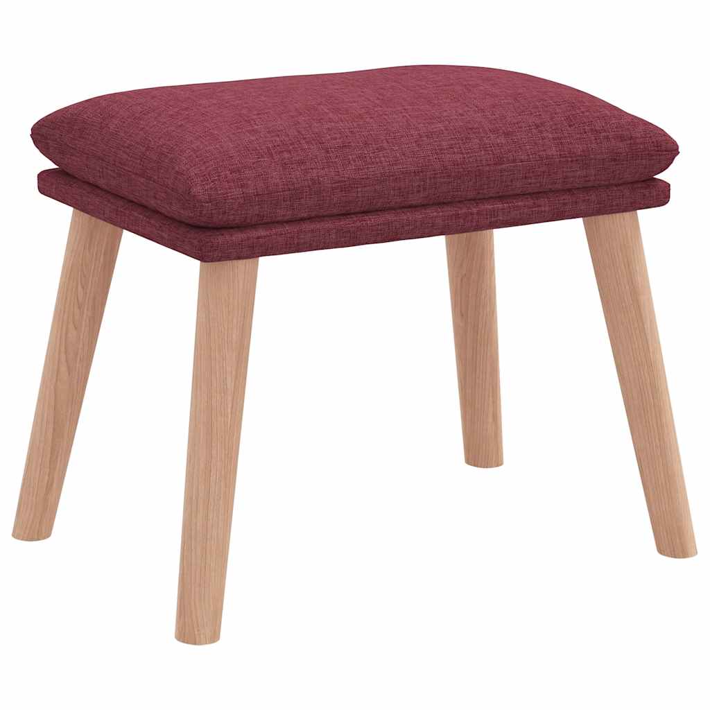 Cadeira de descanso com banco p/ pés tecido vermelho tinto