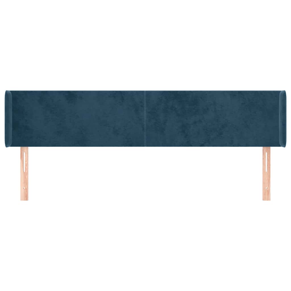 Cabeceira de cama c/ abas veludo 163x16x78/88cm azul-escuro
