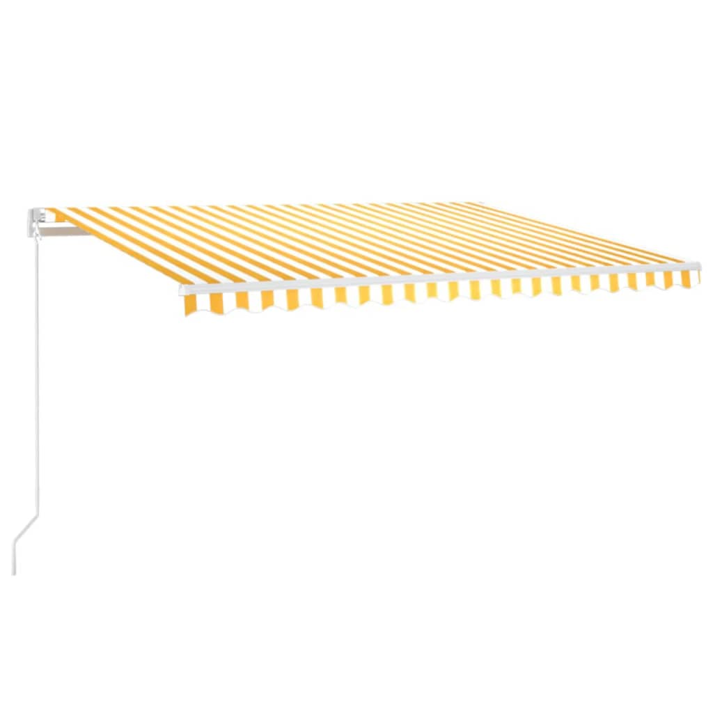 Toldo retrátil manual 450x350 cm amarelo e branco