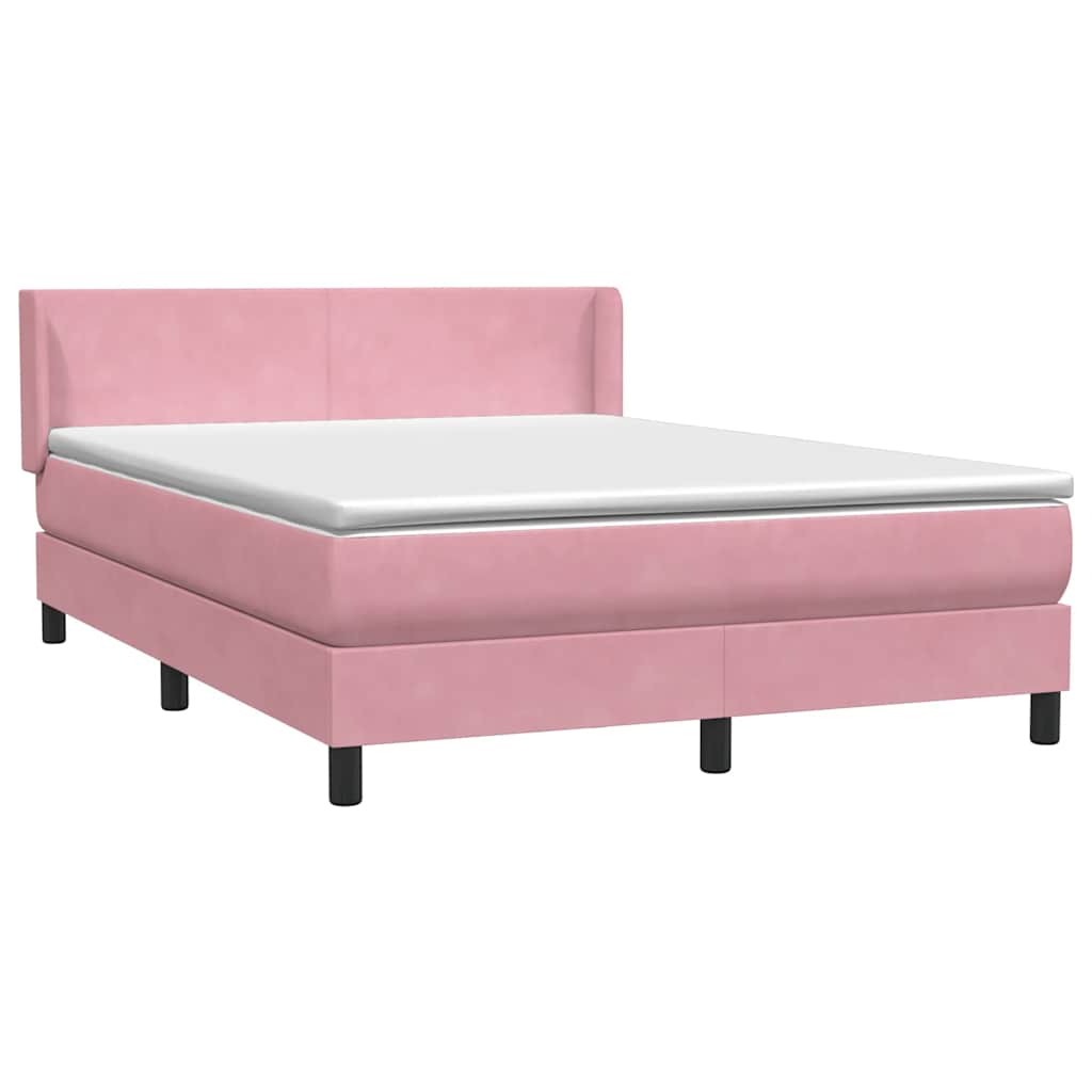 Cama box spring com colchão 160x210 cm veludo rosa