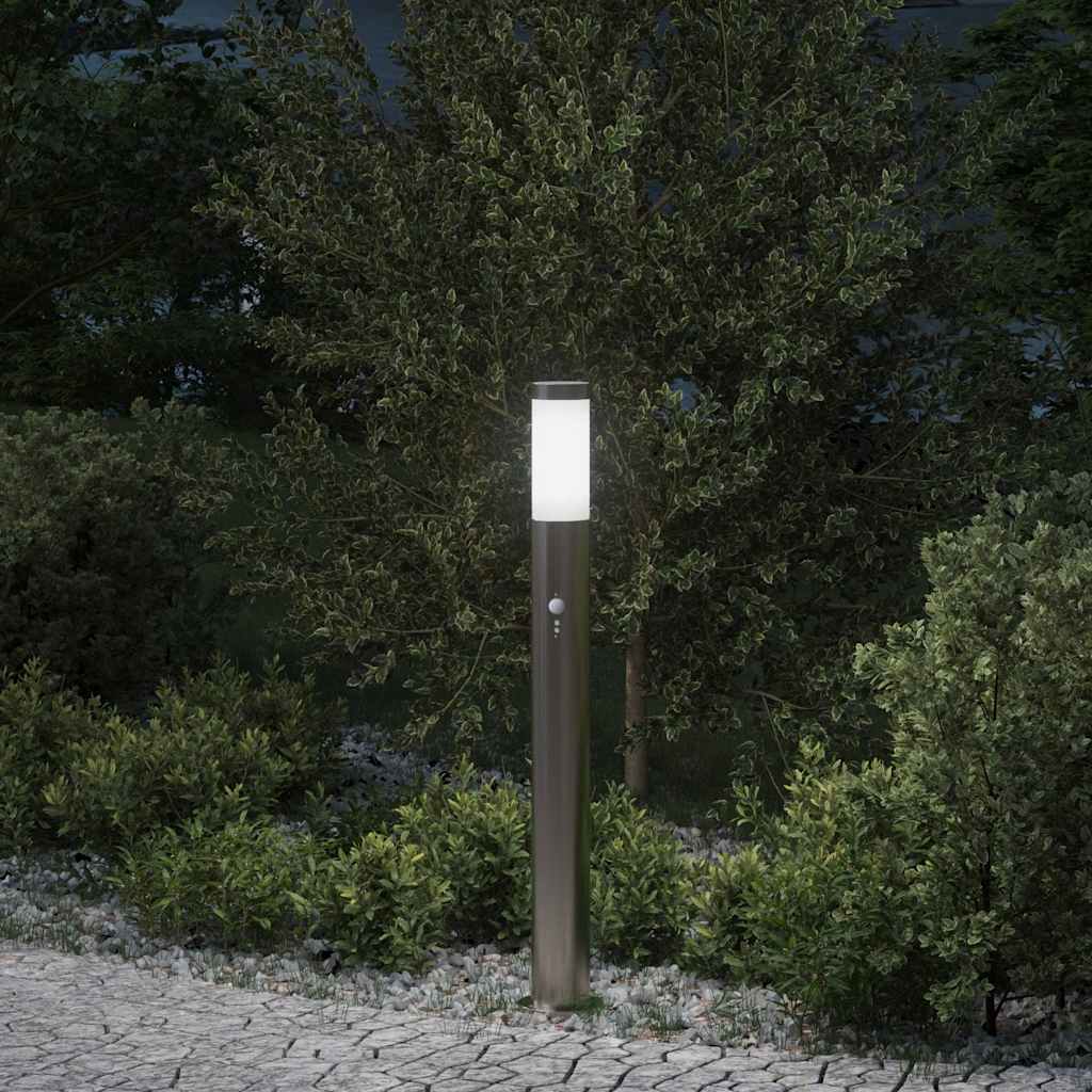 Luminária de poste com sensor, 80 cm, aço inoxidável, IP44