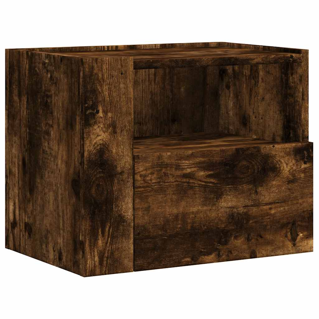 Mesas de cabeceira de parede 2 pcs 45x30x35 cm carvalho fumado